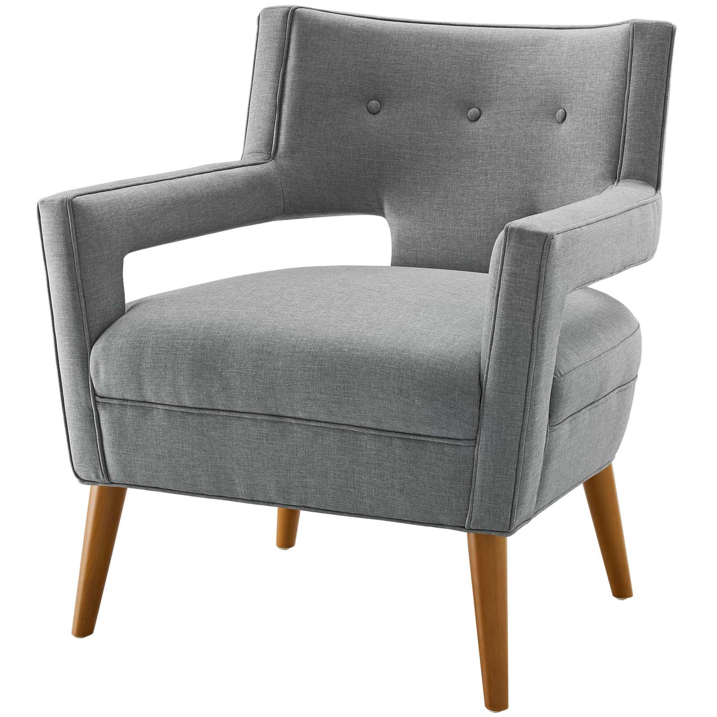 Sheer Upholstered Fabric Armchair Set of 2, Fabric, Light Grey Gray, 19159