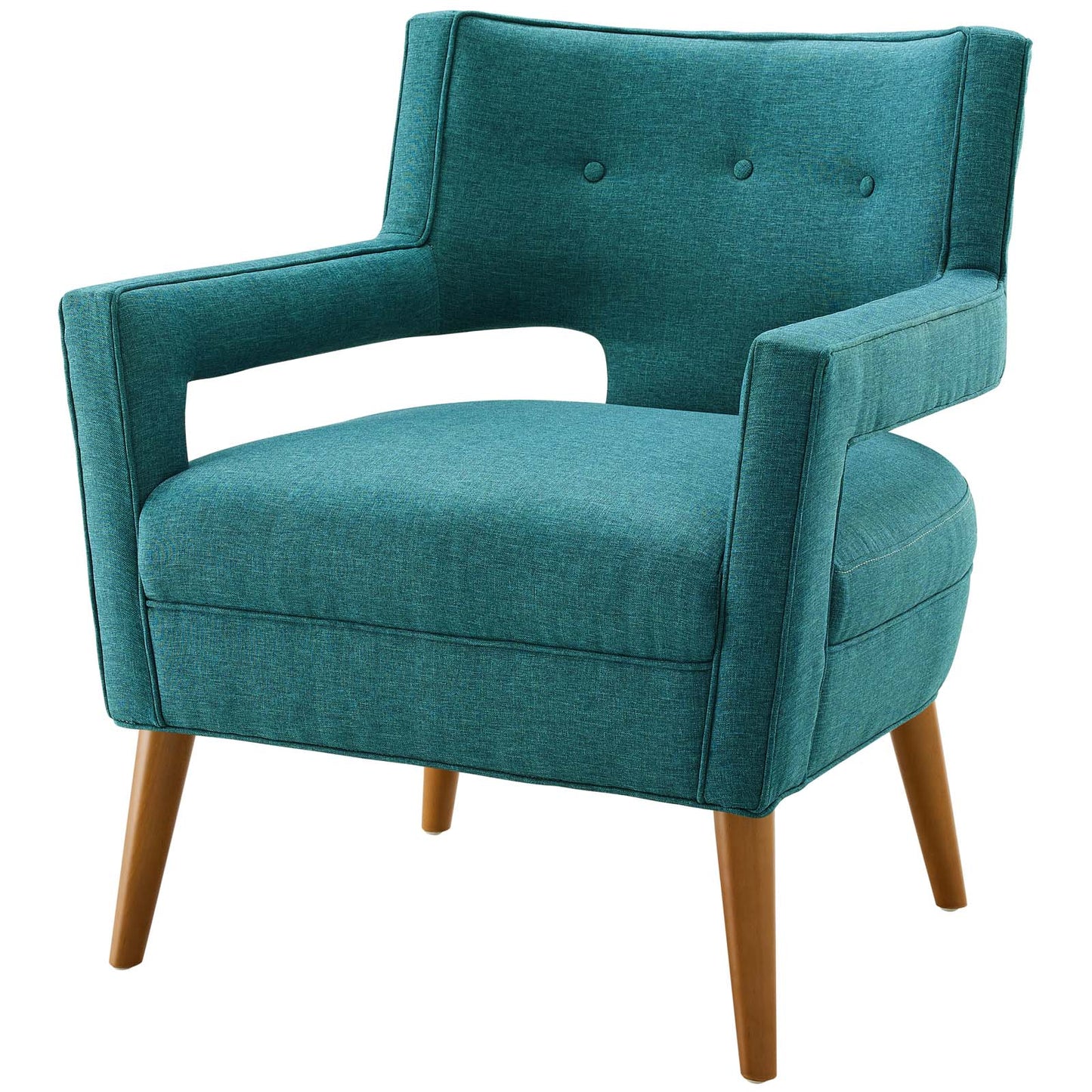Sheer Upholstered Fabric Armchair Set of 2, Fabric, Teal Blue, 19161