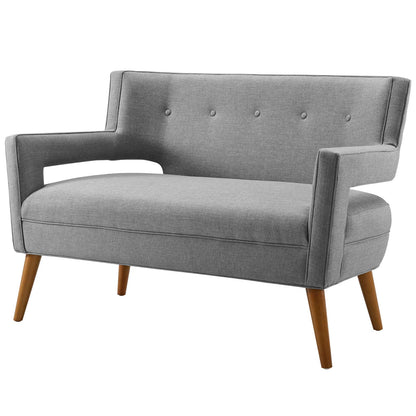 Sheer Upholstered Fabric Loveseat and Armchair Set, Fabric, Light Grey Gray, 19164