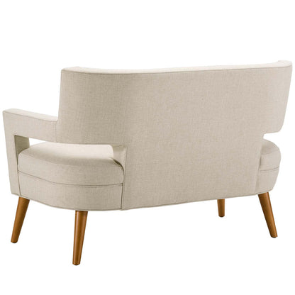 Sheer Upholstered Fabric Loveseat and Armchair Set, Fabric, Beige, 19165