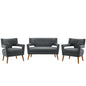 Sheer 3 Piece Upholstered Fabric Set, Fabric, Grey Gray, 19168