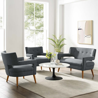 Sheer 3 Piece Upholstered Fabric Set, Fabric, Grey Gray, 19168