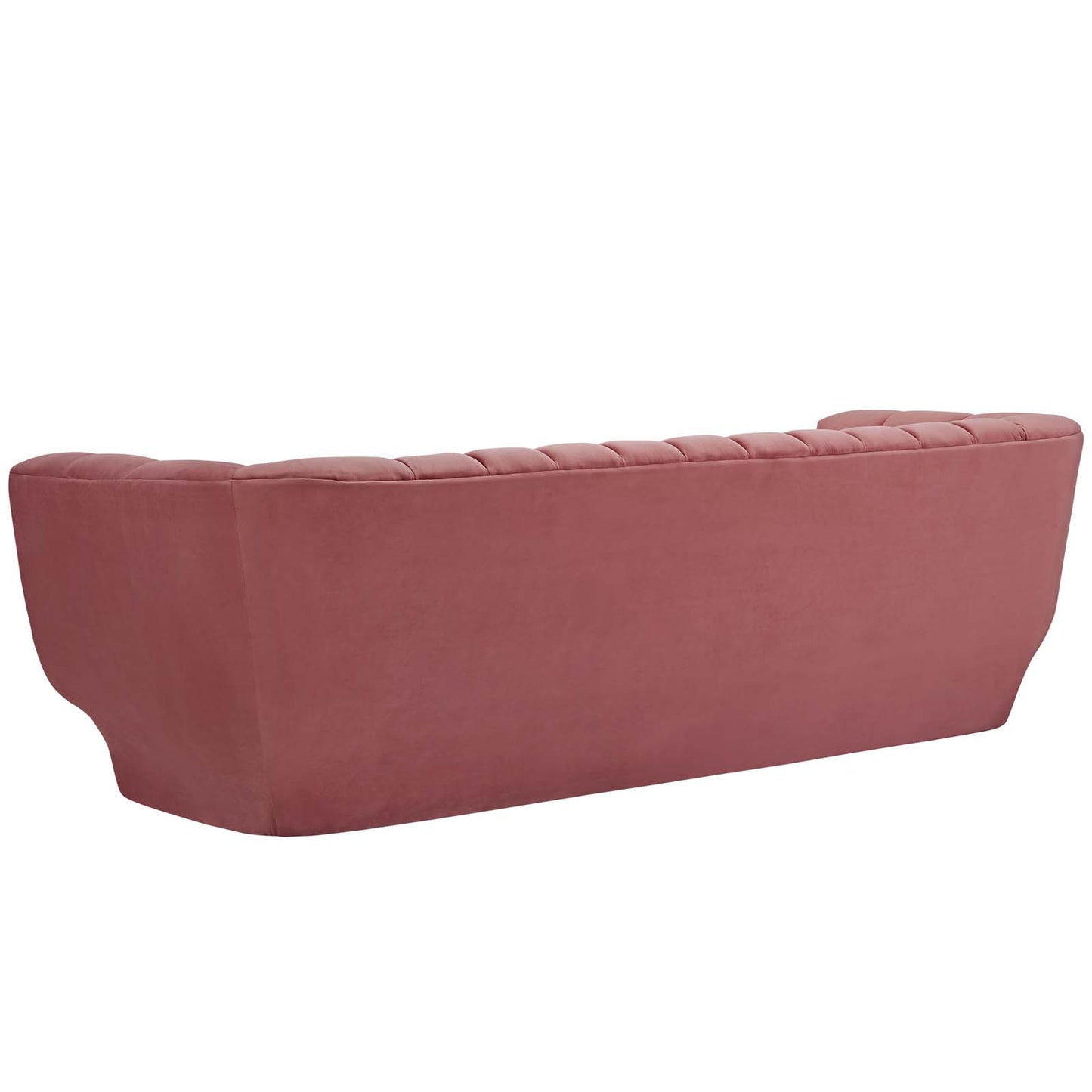 Entertain Vertical Channel Tufted Performance Velvet Sofa and Armchair Set, Velvet, Pink, 19176