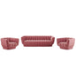 Entertain Vertical Channel Tufted Performance Velvet 3 Piece Set, Velvet, Pink, 19180