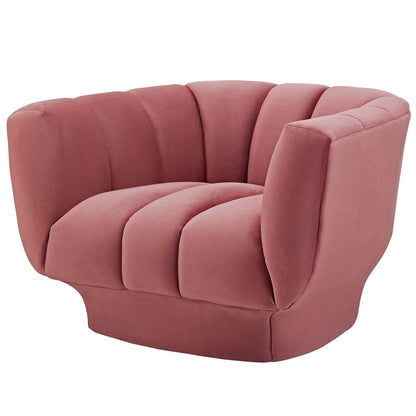 Entertain Vertical Channel Tufted Performance Velvet 3 Piece Set, Velvet, Pink, 19180
