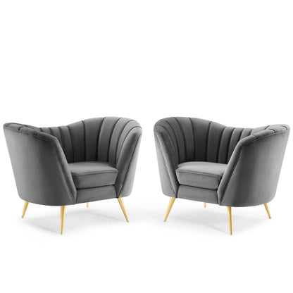 Opportunity Performance Velvet Armchair Set of 2, Velvet, Grey Gray, 19184
