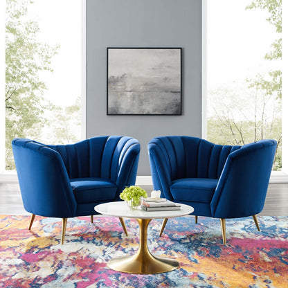 Opportunity Performance Velvet Armchair Set of 2, Velvet, Blue Navy, 19185