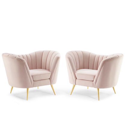 Opportunity Performance Velvet Armchair Set of 2, Velvet, Pink, 19186