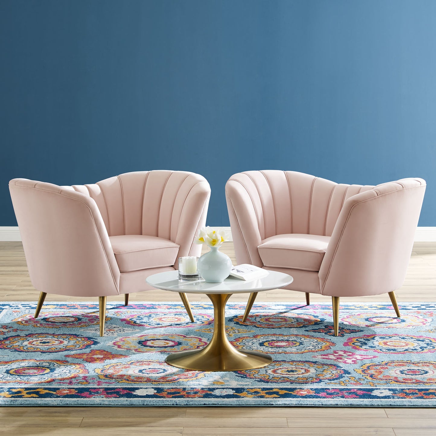 Opportunity Performance Velvet Armchair Set of 2, Velvet, Pink, 19186