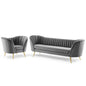 Opportunity Performance Velvet Sofa and Armchair Set, Velvet, Grey Gray, 19187
