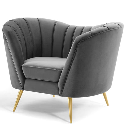 Opportunity Performance Velvet Sofa and Armchair Set, Velvet, Grey Gray, 19187
