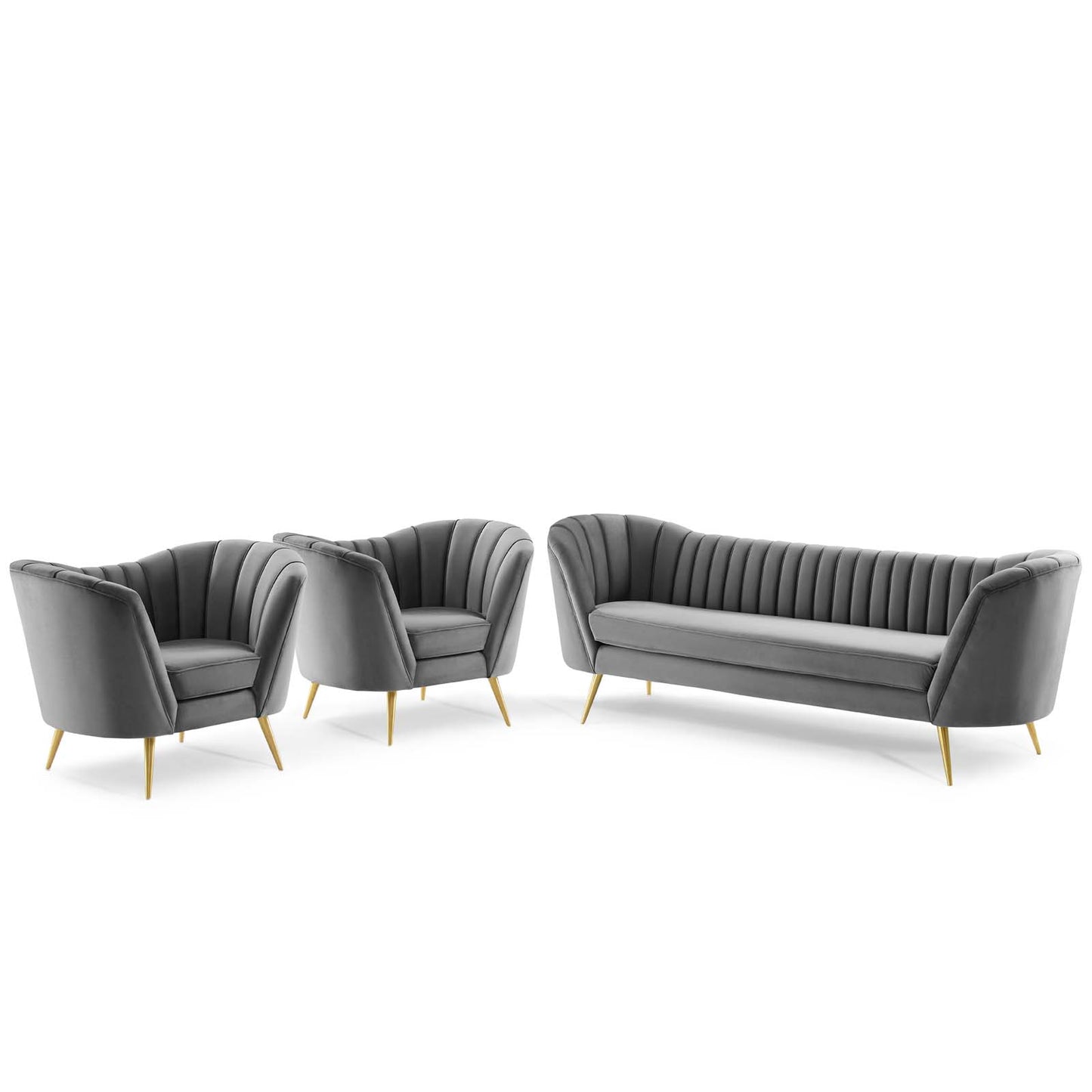 Opportunity 3 Piece Performance Velvet Set, Velvet, Grey Gray, 19190