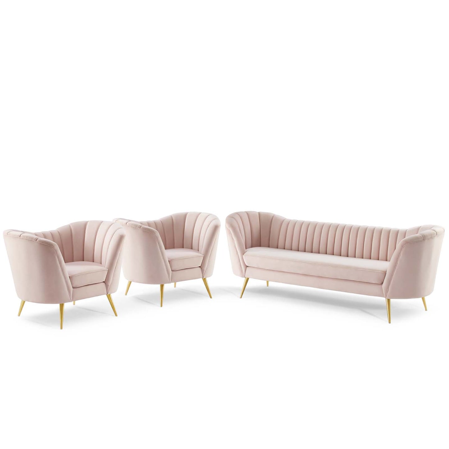 Opportunity 3 Piece Performance Velvet Set, Velvet, Pink, 19192