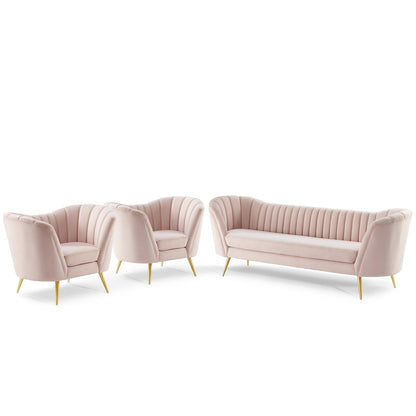 Opportunity 3 Piece Performance Velvet Set, Velvet, Pink, 19192