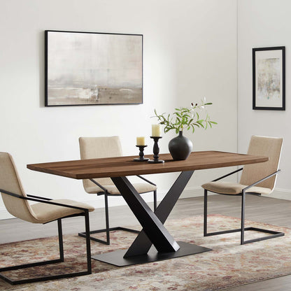 Gemini Dining Table, Wood, Metal Steel, Brown Walnut, 19193