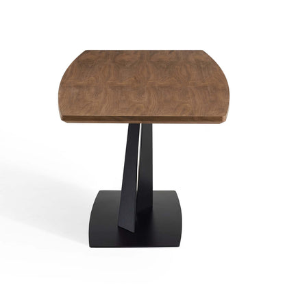 Gemini Dining Table, Wood, Metal Steel, Brown Walnut, 19193