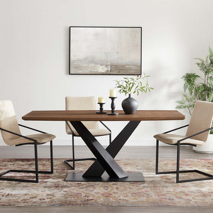 Gemini Dining Table, Wood, Metal Steel, Brown Walnut, 19193