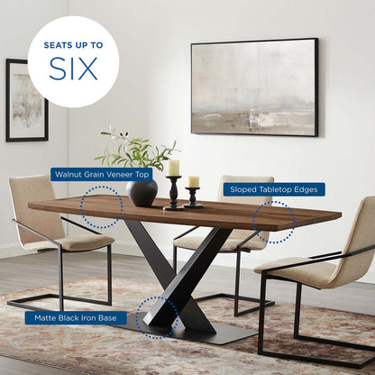 Gemini Dining Table, Wood, Metal Steel, Brown Walnut, 19193