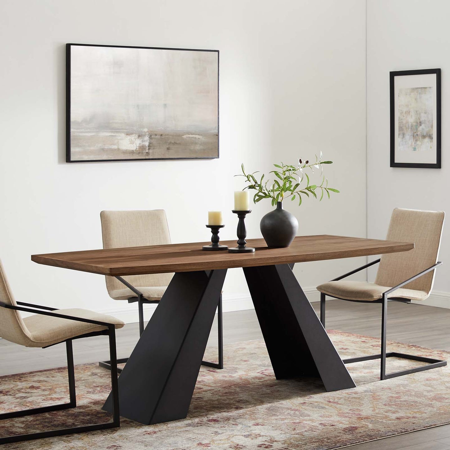 Elevate Dining Table, Wood, Metal Steel, Brown Walnut, 19194