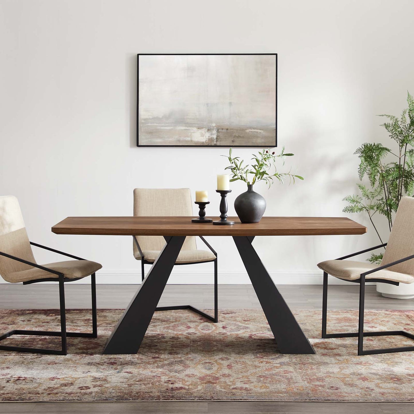 Elevate Dining Table, Wood, Metal Steel, Brown Walnut, 19194