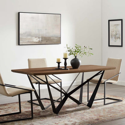 Parallax Dining Table, Wood, Metal Steel, Brown Walnut, 19195