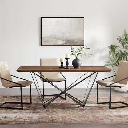 Parallax Dining Table, Wood, Metal Steel, Brown Walnut, 19195
