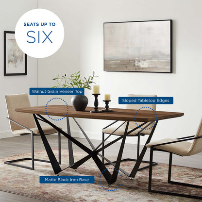 Parallax Dining Table, Wood, Metal Steel, Brown Walnut, 19195
