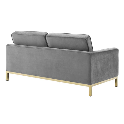Loft Gold Stainless Steel Leg Performance Velvet Loveseat and Armchair Set, Velvet, Steel, Gold Grey Gray, 19199