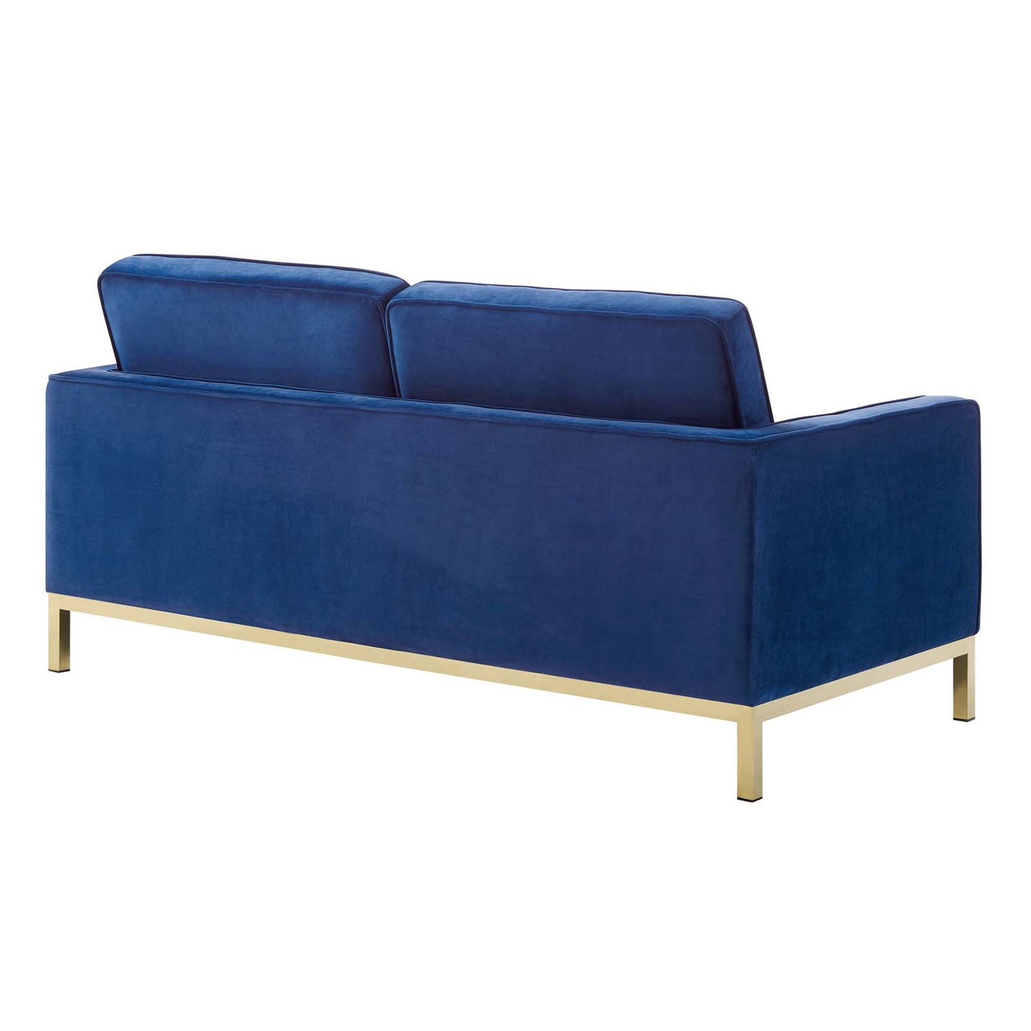 Loft Gold Stainless Steel Leg Performance Velvet Loveseat and Armchair Set, Velvet, Steel, Gold Blue Navy, 19200