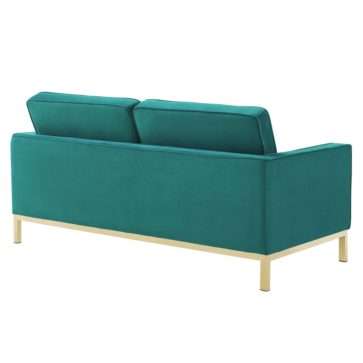Loft Gold Stainless Steel Leg Performance Velvet Loveseat and Armchair Set, Velvet, Steel, Gold Teal Blue, 19201