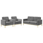 Loft Gold Stainless Steel Leg Performance Velvet 3 Piece Set, Velvet, Steel, Gold Grey Gray, 19202
