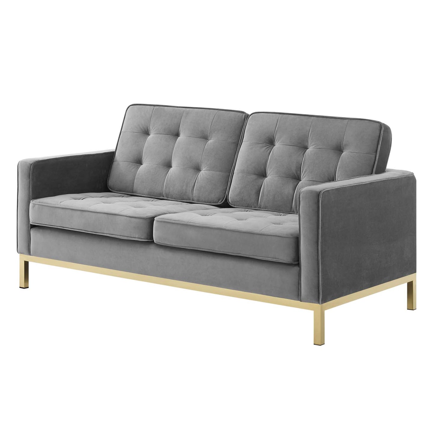 Loft Gold Stainless Steel Leg Performance Velvet 3 Piece Set, Velvet, Steel, Gold Grey Gray, 19202
