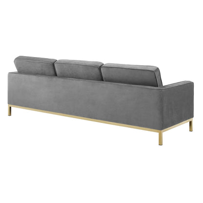 Loft Gold Stainless Steel Leg Performance Velvet 3 Piece Set, Velvet, Steel, Gold Grey Gray, 19208