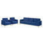 Loft Gold Stainless Steel Leg Performance Velvet 3 Piece Set, Velvet, Steel, Gold Blue Navy, 19209
