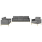 Loft Gold Stainless Steel Leg Performance Velvet 3 Piece Set, Velvet, Steel, Gold Grey Gray, 19214