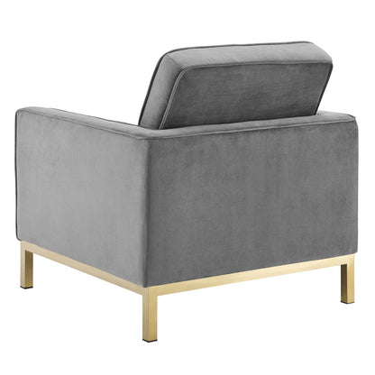Loft Gold Stainless Steel Leg Performance Velvet 3 Piece Set, Velvet, Steel, Gold Grey Gray, 19214