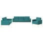 Loft Gold Stainless Steel Leg Performance Velvet 3 Piece Set, Velvet, Steel, Gold Teal Blue, 19216