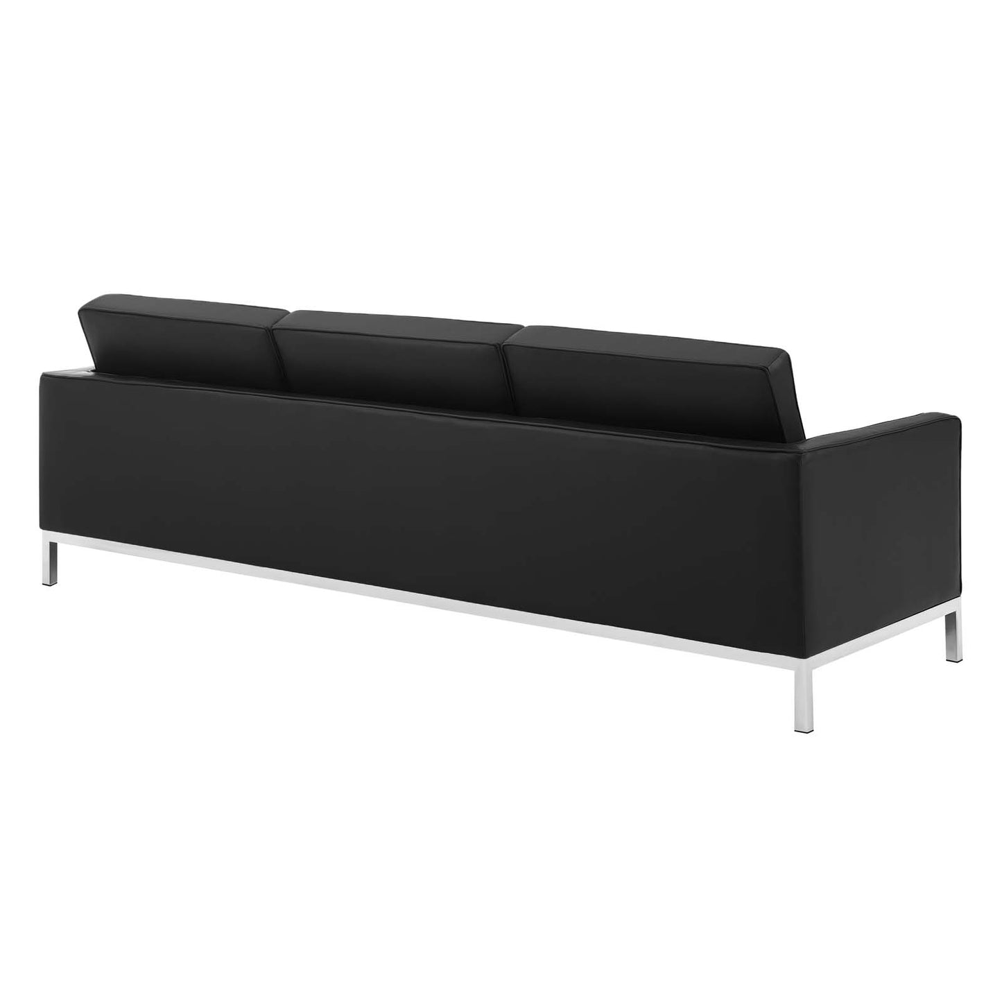 Loft Tufted Upholstered Faux Leather Sofa and Loveseat Set, Faux Leather, Silver Black, 19242