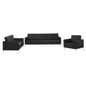 Loft Tufted Upholstered Faux Leather 3 Piece Set, Faux Leather, Silver Black, 19247
