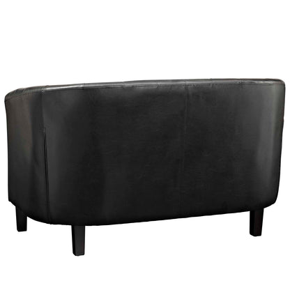 Prospect Upholstered Vinyl Loveseat and Armchair Set, Faux Leather, Black, 19252