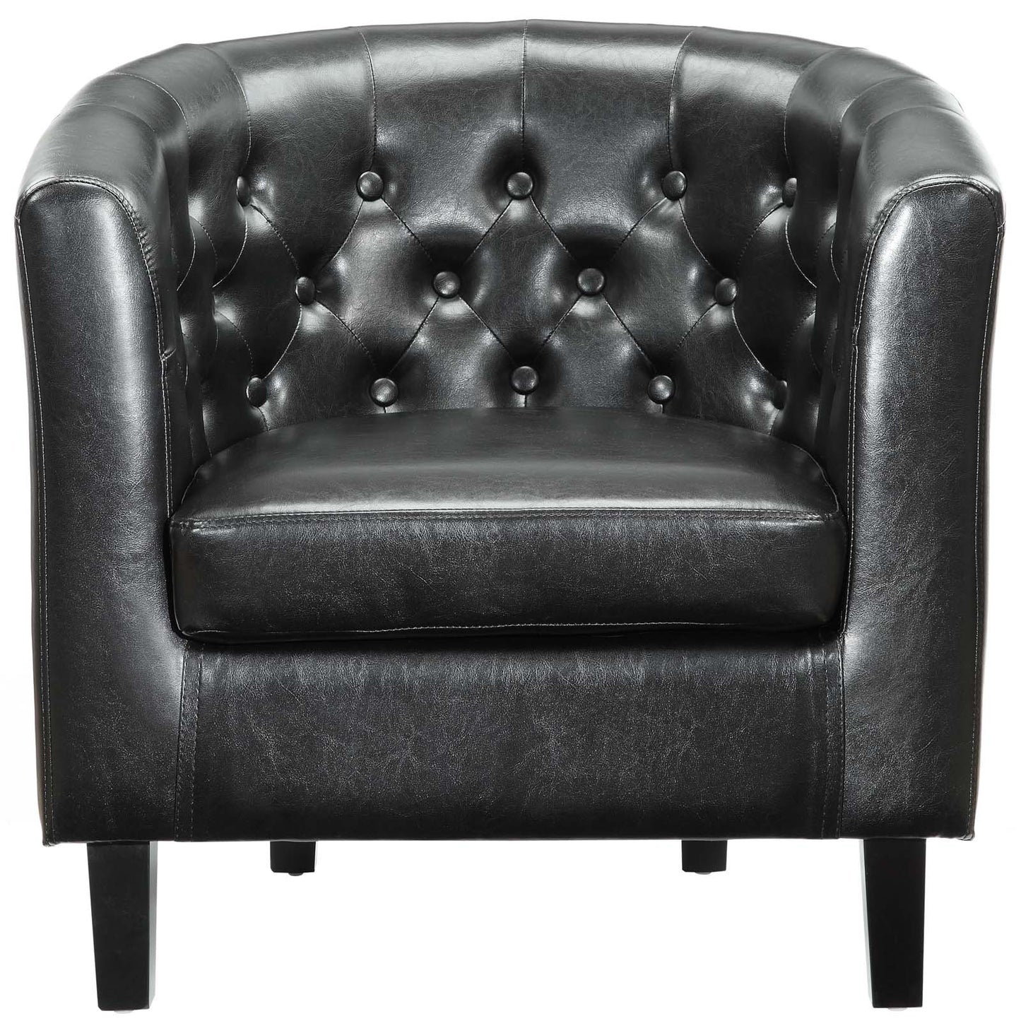 Prospect Upholstered Vinyl Loveseat and Armchair Set, Faux Leather, Black, 19252