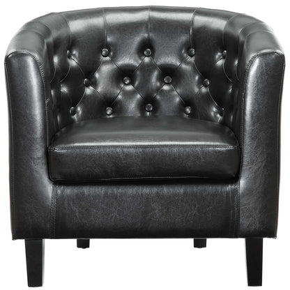 Prospect Upholstered Vinyl Loveseat and Armchair Set, Faux Leather, Black, 19252