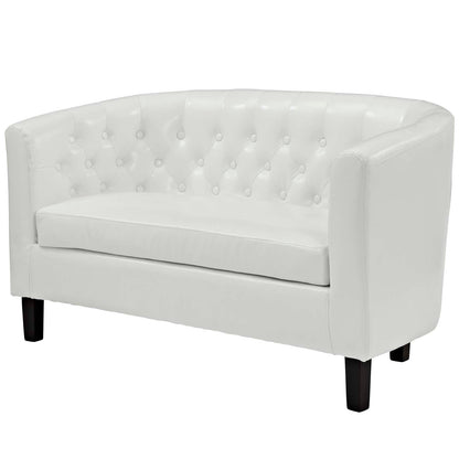 Prospect Upholstered Vinyl Loveseat and Armchair Set, Faux Leather, White, 19253