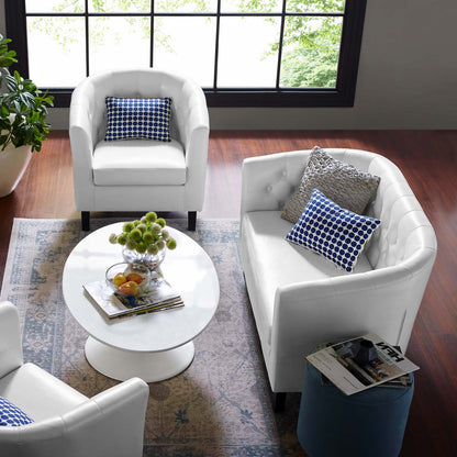 Prospect Upholstered Vinyl Loveseat and Armchair Set, Faux Leather, White, 19253
