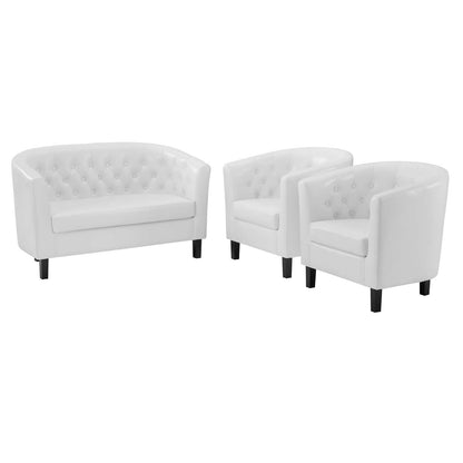 Prospect 3 Piece Upholstered Vinyl Set, Faux Leather, White, 19255