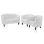 Prospect 3 Piece Upholstered Vinyl Set, Faux Leather, White, 19255