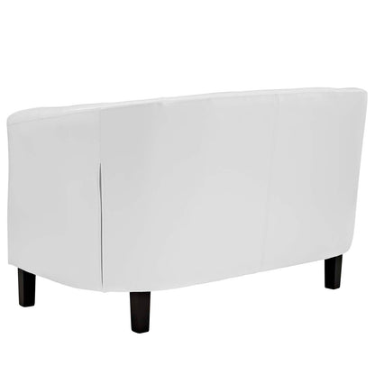 Prospect 3 Piece Upholstered Vinyl Set, Faux Leather, White, 19255