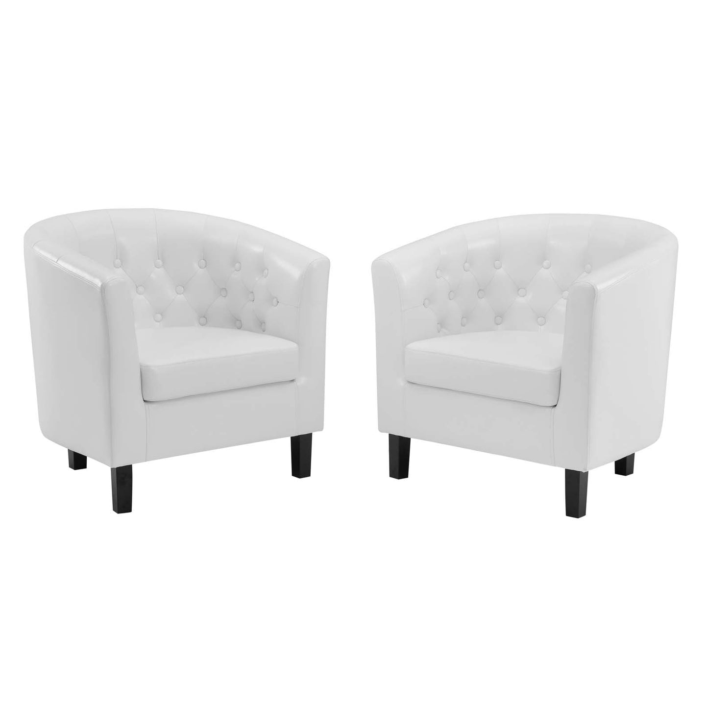 Prospect Upholstered Vinyl Armchair Set of 2, Faux Leather, White, 19257