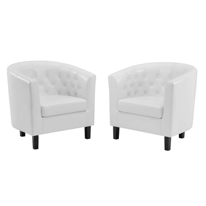 Prospect Upholstered Vinyl Armchair Set of 2, Faux Leather, White, 19257