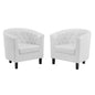 Prospect Upholstered Vinyl Armchair Set of 2, Faux Leather, White, 19257